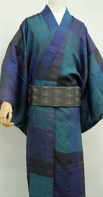 麻デニム単衣用男着物仕立て上がり（居敷当付き）｜着物（きもの